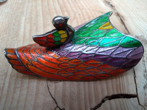 Cloisonne Emaille Enten Paar, zusätzliche Mini Enten, 99 Silber, Süd-Korea - Bild 11 von 24