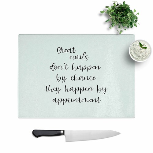 Great Nails Typografie Schneidebrett Glas Struktur Schneiden Arbeitsplatte Küche - Bild 1 von 5