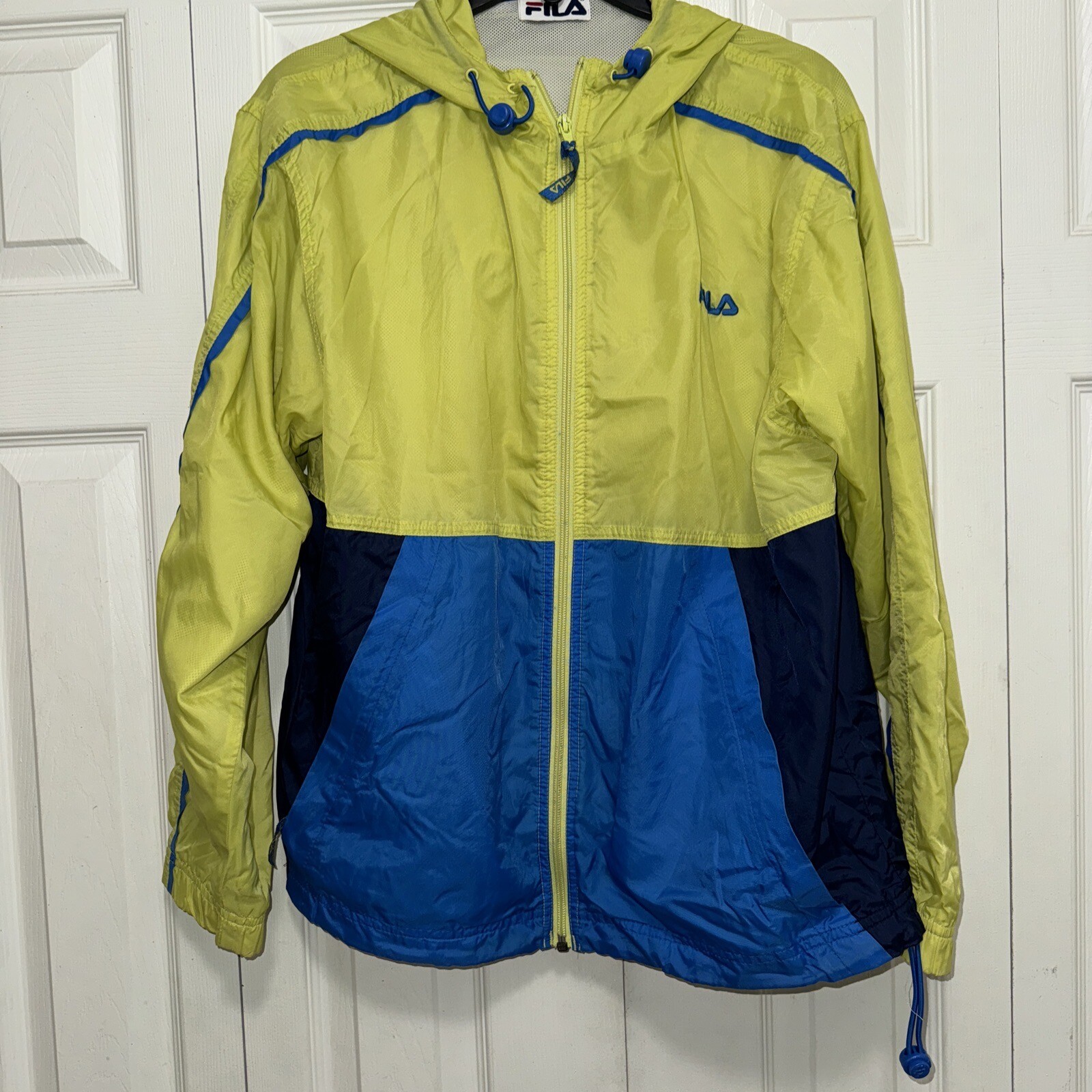 Giacca a vento vintage FILA Track Jacket uomo taglia S full zip giallo e blu