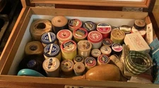 Vintage Sewing Goodies Spools of Thread Etc. - Box Not Included