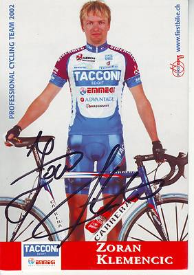 CYCLING cycling card ZORAN KLEMENCIC team TACCONI emmegi 2002 signed