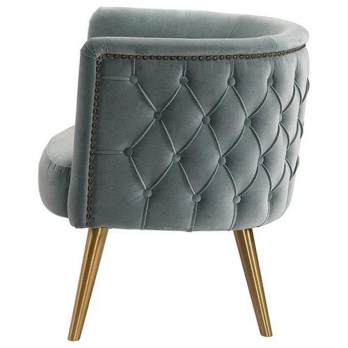 Uttermost Haider Wood Metal and Fabric Accent Chair in Slate Blue/Brushed Brass - Picture 4 of 10