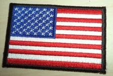 American Flag US Flag Black Border Embroidery Iron On Patch 3" x 2"