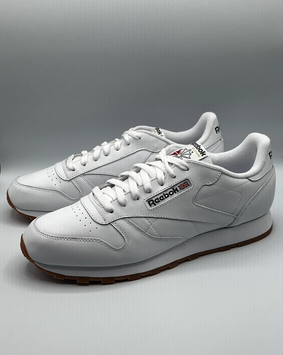 Reebok Classic Leather White And Gum Bottom Shoes Men s Size 12