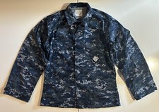 USN Navy Blue Digital Camo Long Sleeve Blouse Shirt Small Short Ship Eagle