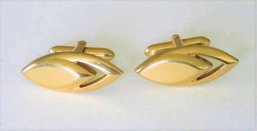 Gemelli a forma di tulipano forma ovale tono oro 1" x 0,5" - Foto 1 di 2