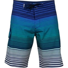 Salt Life Men's Striped Stingray Water Board Shorts, Emerald Green/Blue, 34