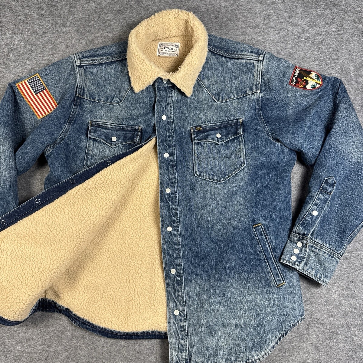 Polo Ralph Lauren Trucker Jacket XL Denim Sherpa Lined