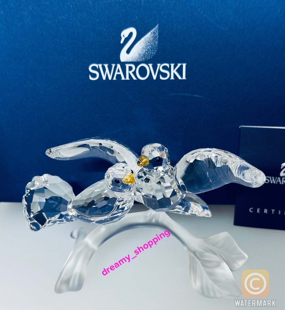 スワロフスキー 置物 オブジェ キジバト 『Love Turtledoves』 NIB Swarovski Turtledoves Bird Symbol Of Devoted Love Crystal