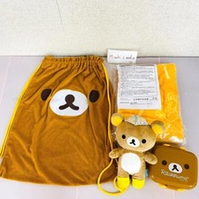 San-X Rilakkuma Knapsack Lunch Box Plush Blanket Set 4 Brown Bear Fluffy Rare JP