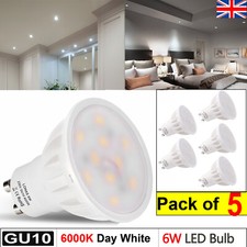 LED Light Bulbs GU10 6W 6000K Day White Pack of 5 For bedroom living room hotel