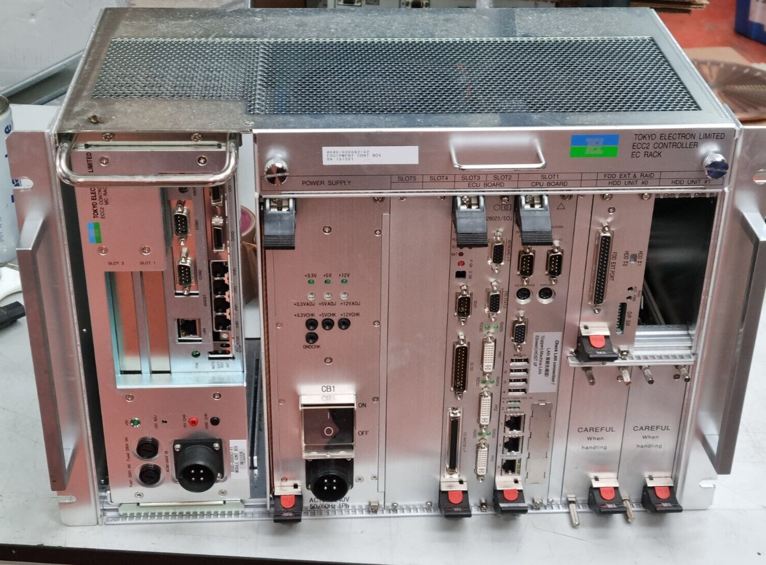 TEL TOKYO ELECTRON BX80-000062-V2 ECC2 CONTROLLER RACK W/ BX80-000063-V1