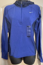 Nike Dri Fit Womens Top 1/4 Zip Hoodie Long Sleeve Sweater Purple XSmall 120
