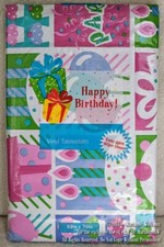 NEW HAPPY BIRTHDAY VINYL TABLECLOTH 52 x 70 COLORFUL CUPCAKES PACKAGES CANDLES