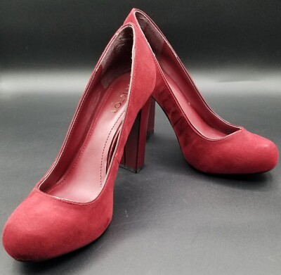 Victor Alfaro Women's Wine Red Suede Leather Block Heels Size 7 Pin Up