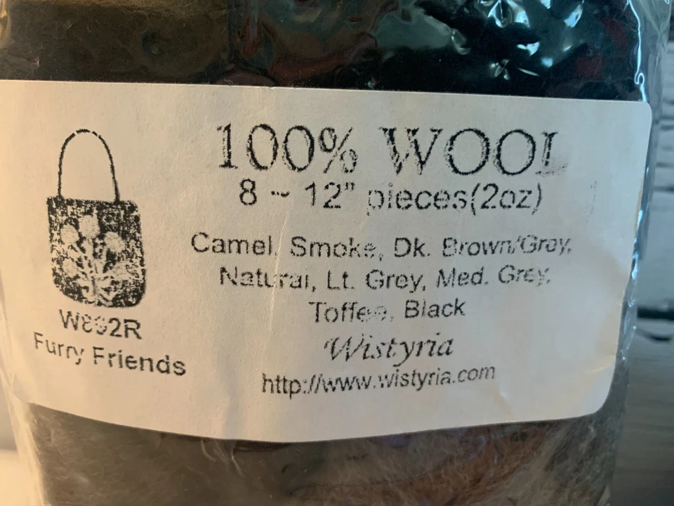 Wystyria Editions Wool Roving 8 pc Furry Friends 12" Wool Crafts NEW - Image 3 of 3