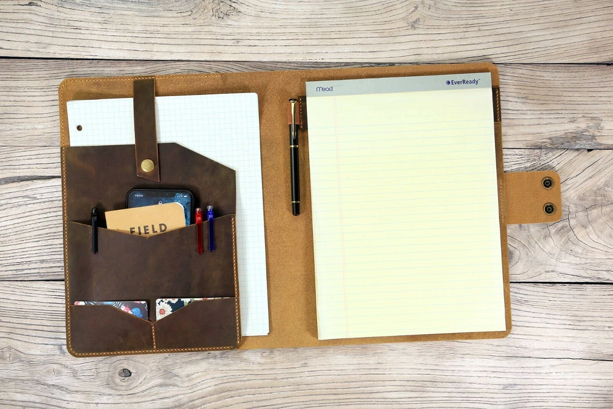 Leather portfolio personalized discount