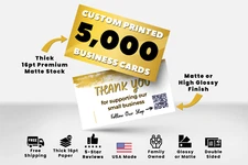 5000 BUSINESS CARDS PRINTED | Thick 16pt Glossy or Matte Finish | Free Shipping