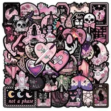 50 Pack of Cute Pink Gothic Stickers for Laptop/Water Bottle/Phone Case/Tumbler