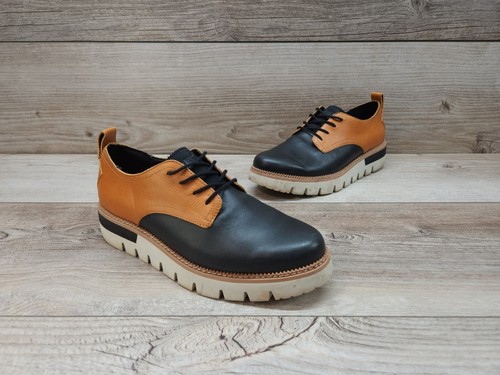 CAT Caterpillar Shoes Womens 8 Windup Plain Chunky Oxford Tan Black Leather Work