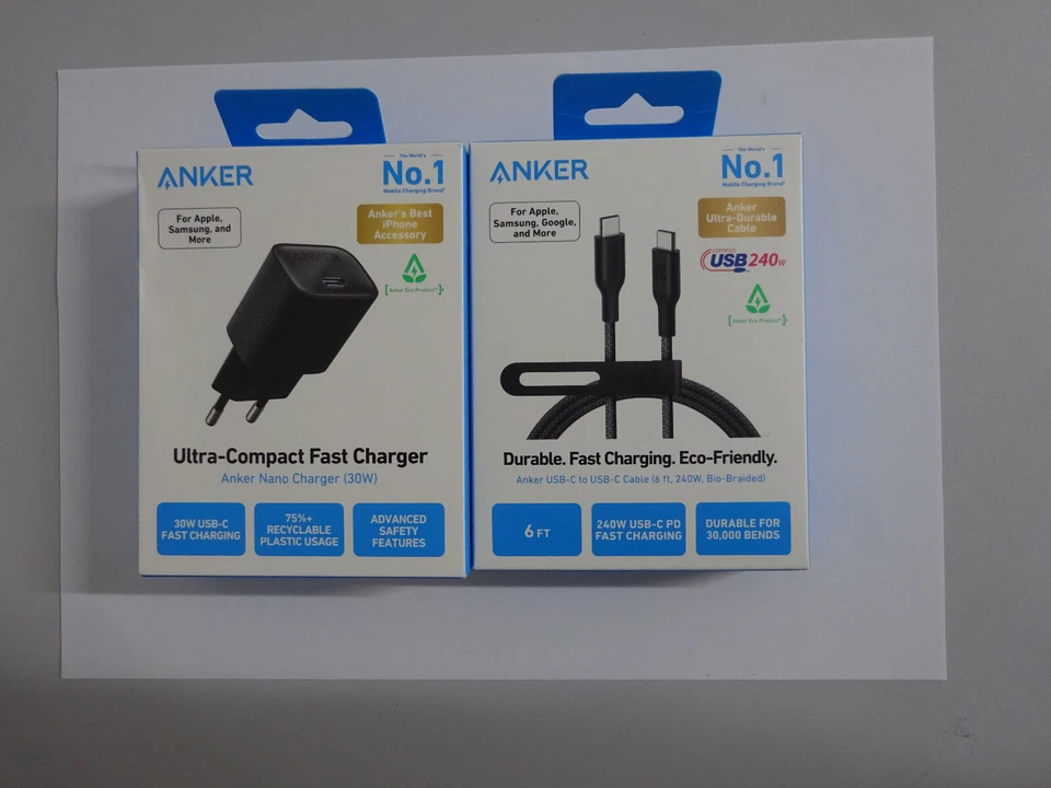 Anker Nano Charger (30W) USB-C & Anker USB-C Kabel 1,8m Fast Charging NEU + OVP