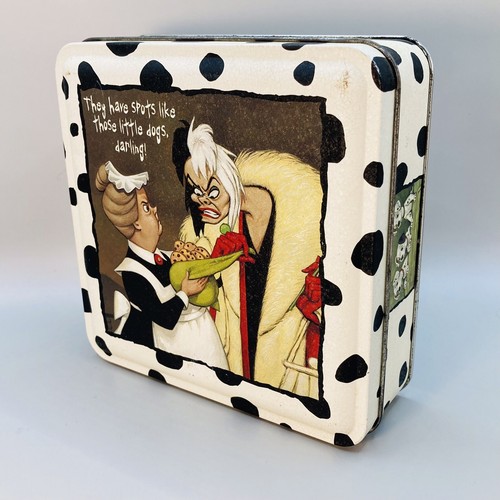 Vintage Walt Disney Cruella Deville Cookie Tin 101 Dalmations Approx. 6x6x2”