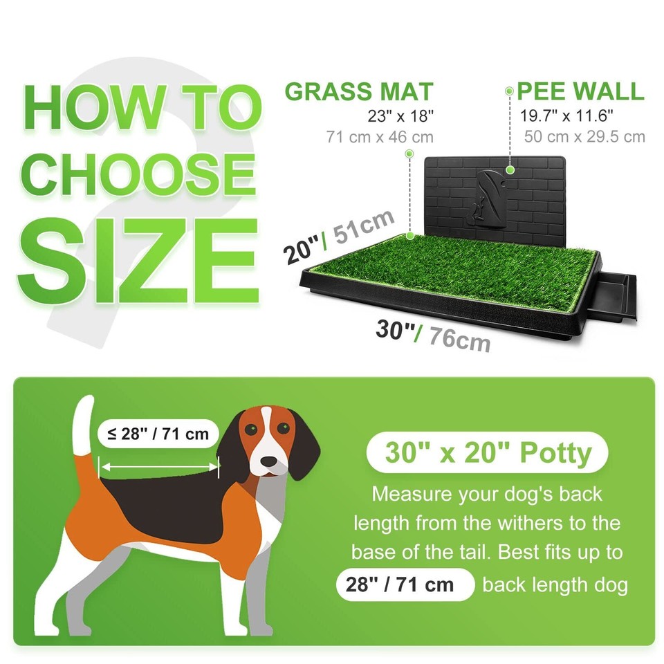 Dog Grass Pad with Tray Large, Puppy Turf Potty Reusable Training Pads