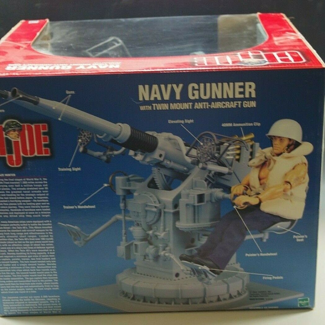 GI JOE NAVY GUNNER WITH TWIN MOUNT ANTI-AIRCRAFT GUN L.E. HASBRO