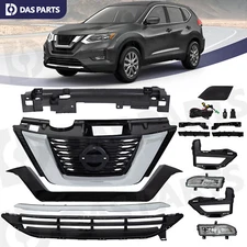 For Nissan Rogue 2017-2020 Front Upper Lower Grille Assembly Fog lights Kit