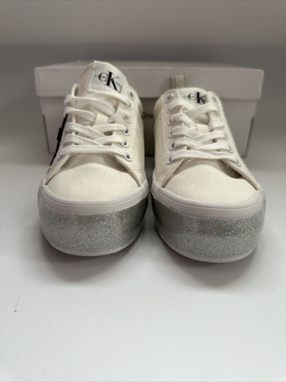 Womens Calvin Klein Jeans Flatform Vulcanized Platform Trainers White Size 3.5 image 3