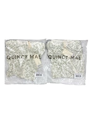 (2) Quincy Mae Footed Sleeper Blue Floral 3-6 Months