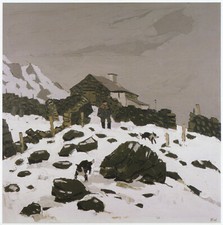 Snow in Nant Peris Snowdonia Kyffin Williams Wales print in 11x14 mount SUPERB