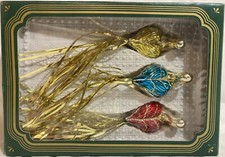 Vintage Kurt Adler Mercury Glass Peacock Xmas Ornaments  Clip-on  Gold Tails 