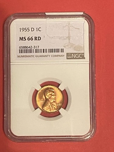 1955 D Lincoln Cent MS66 RD NGC Wheat Penny