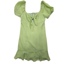 BCBGeneration Butterfly Green Mini Dress Short Puff Sleeve Bow Size S