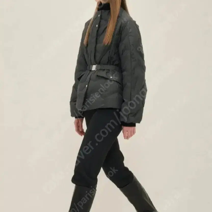 System Padding Dark Gray Lightweight Coat with Be… - image 1
