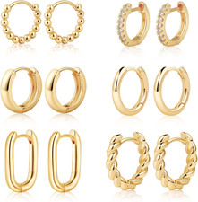 Gold/Sliver Chunky Hoop Earrings Set for Women, 14K Gold Plated Twisted Huggie H