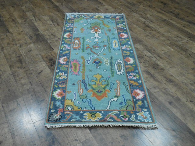 Turkish Oushak Rug,Geometric Multicolored Area Rug,Handmade Bohemian Rug 2.7x6