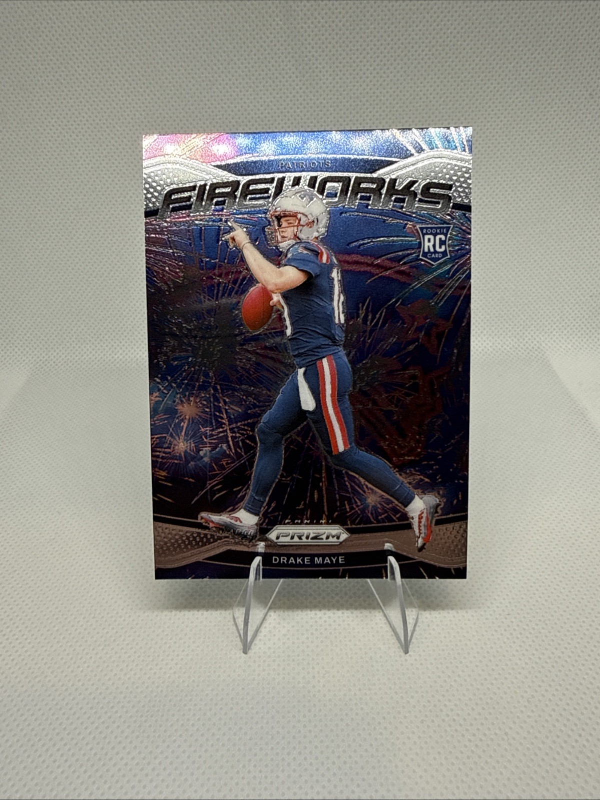 2024 Panini Prizm - Fireworks Drake Maye #22 Silver Prizm (RC)