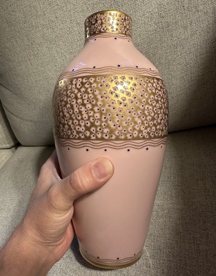 Austrian Vienna Secession Jugendstil Carlsbad Pink Porcelain Vase Gustav Klimt