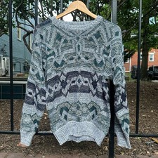 Vintage 90s Method Geometric Abstract Knit Grandpa Sweater