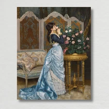 Antique Woman Day Dreaming Portrait Painting Giclee Fine Art Paper Print