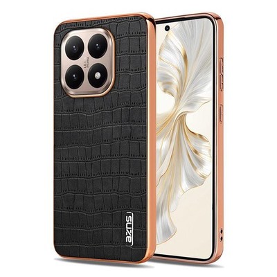 Xiaomi 15T 5G Full Case Schwarz Kroko-Effekt mit Elektrolytrahmen