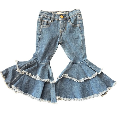 Clover Cottage Ruffle Denim Bell Bottoms Baby 12-18 M Blue Jean Boho ...