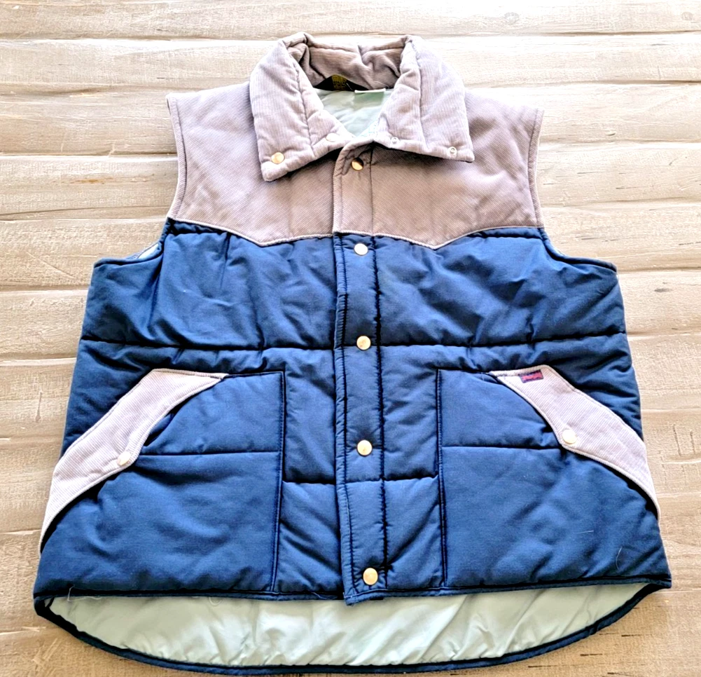 Wrangler Vintage Made In USA 1980's Men's XL Button Corduroy Collar Puffer Vest