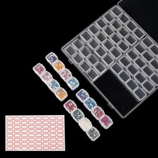 56 Slots Diamond Painting Bead Storage Organizer Box with Label Stickers 1 Pack