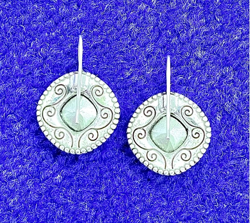 BRINCOS DE CRISTAL SWAROVSKI BRIGHTON BRIGHT SPARKS AZUL VIVO + CLARO LN✨VTG✨HTF! - Imagem 4 de 4