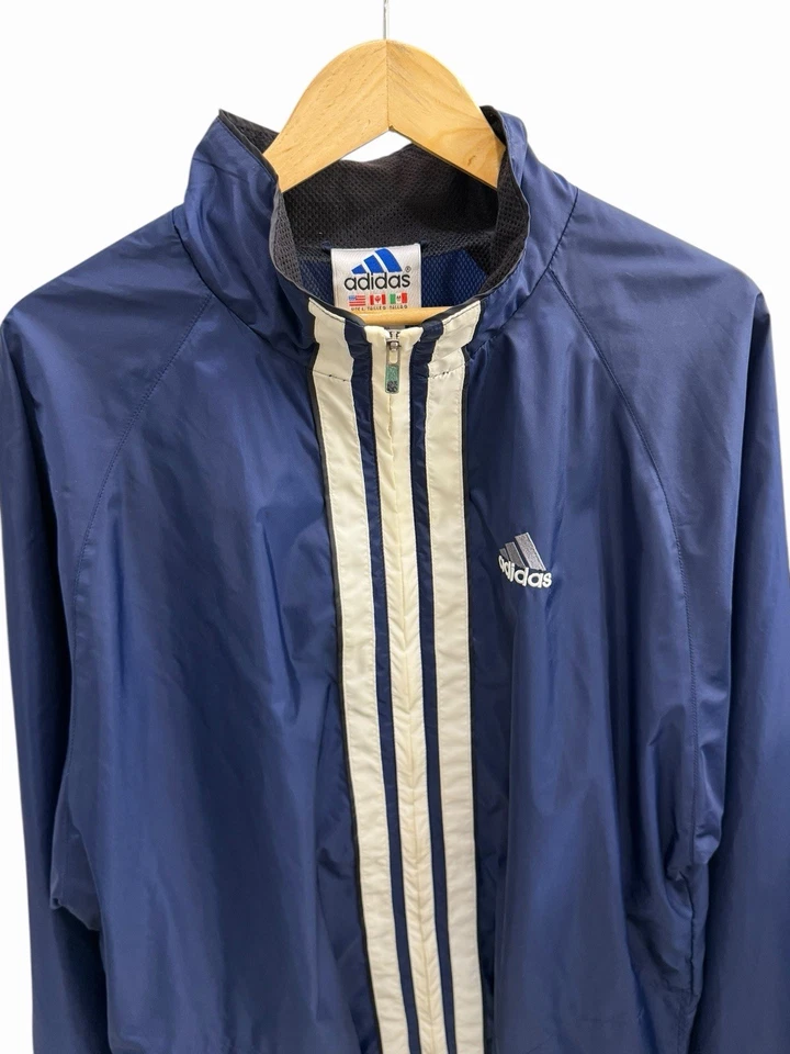 Chaqueta cortavientos vintage Adidas años 90 nailon 3 rayas golpe central - grande Foto 4 de 4