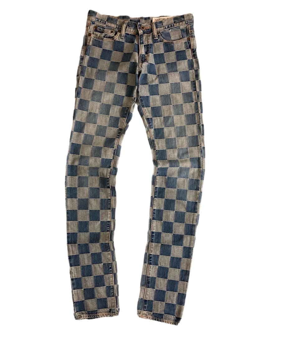 USED KAPITAL CHECKERED PATCHWORK DENIM PANTS (PRO… - image 1