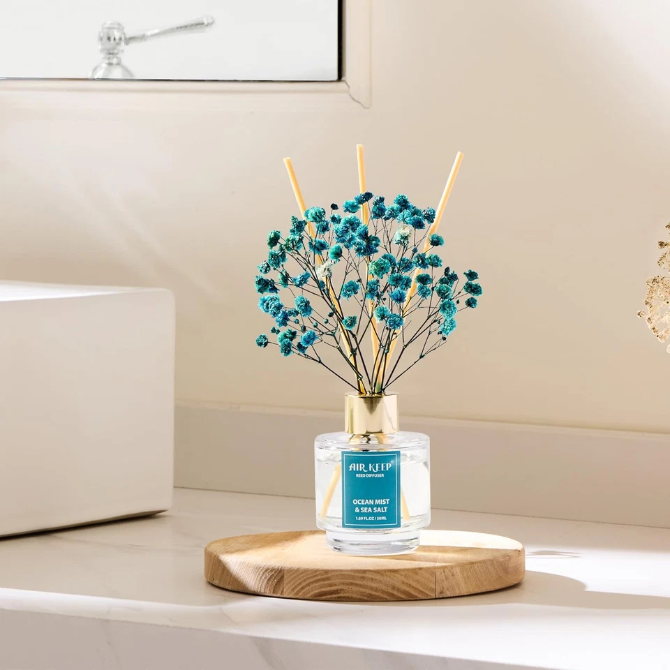 Airkeep Reed Diffuser Set of 3,Clean Linen Ocean Mist&Sea Salt Lavender Eucalypt - Image 3 of 4